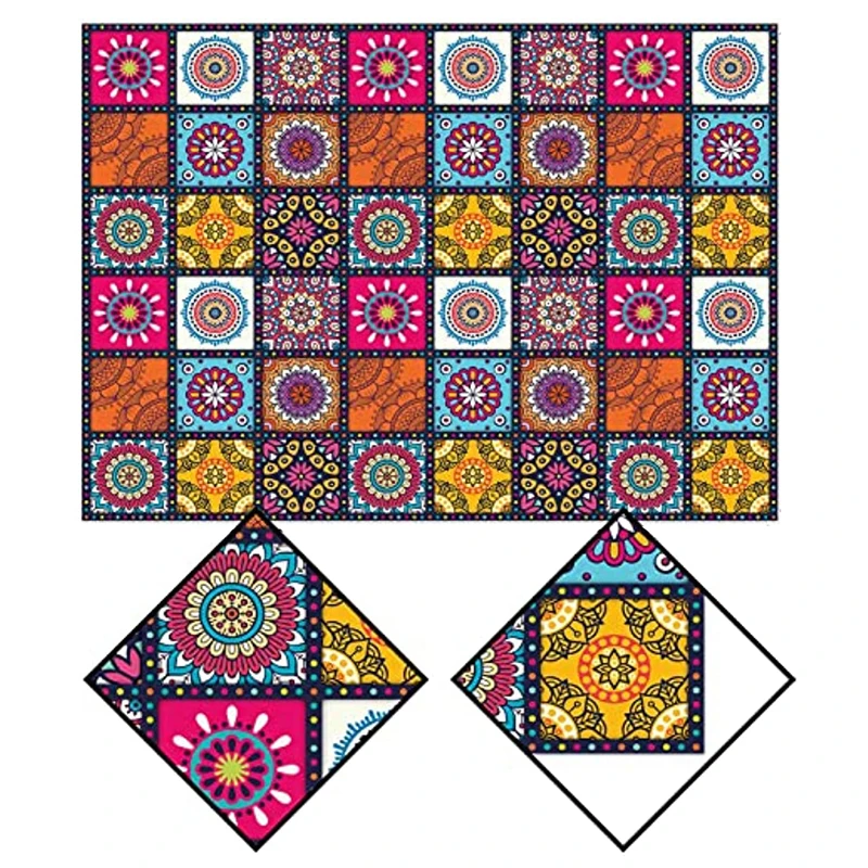 Mandala Bohemia Waterproof Rectangle Tablecloth Colorful Table Cloth for Indian Holiday Party Decoration Boho Home Kitchen Decor