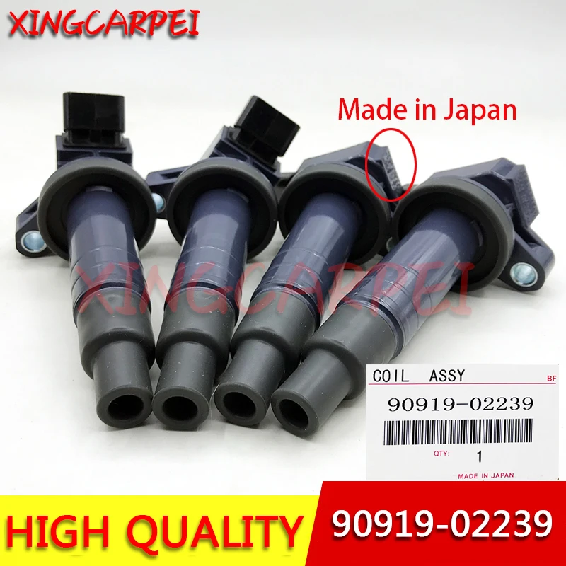 4 Uds bobina de encendido de coche 90919-02239 90919-02262 para Toyota Celica Corolla Matrix MR2 2000-2005 1,8 90919 02239 909190223 UF-247