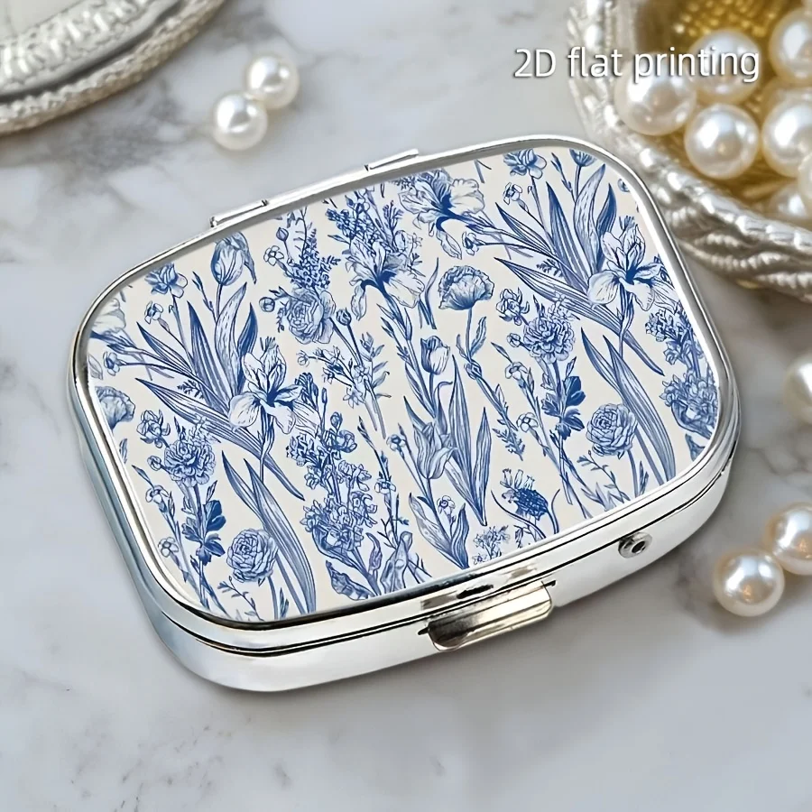 A Beautiful Flower-Shaped Pill Box, Featuring Two-Compartment Pill Cases, a Portable Pill Box Suitable for Carrying in a Purse or Wallet, a Decorative Metal Pill and Vitamin Storage Box Suitable for Carrying in a Purse or Wallet, a Unique Travel Gift.