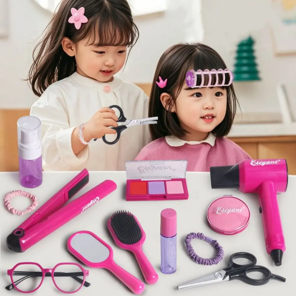 

9/13/17Pcs Princess Dress Up Hair Dryer and Haircut Toy Kit Straight Hair Stick Blow Dryer Hair Salon Toy Kit Curling Iron