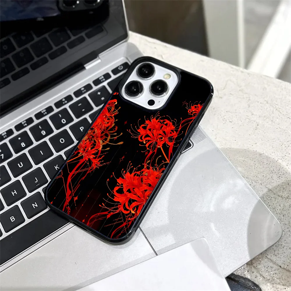 Red Spider Lily Flowers Phone Case Strong Magnetic For IPhone 15 14 13 Pro Max 11 12 Mini Alex Mirror For Magsafe