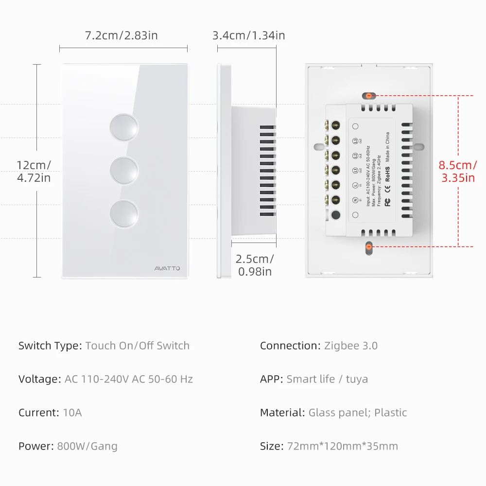 AVATTO Smart Zigbee Touch Groove Light Switch 220V Waterproof  Smart Life APP Remote Control Works With Tuya Alexa Google Home image 6