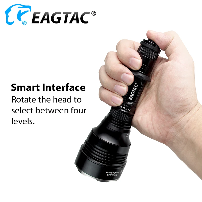 EAGTAC M25C2 LED Tactical Flashlight 1180 Lumens 544 Yards Long Throw for Hunting SOS Strobe Momentary On Off 18650 Flashlight
