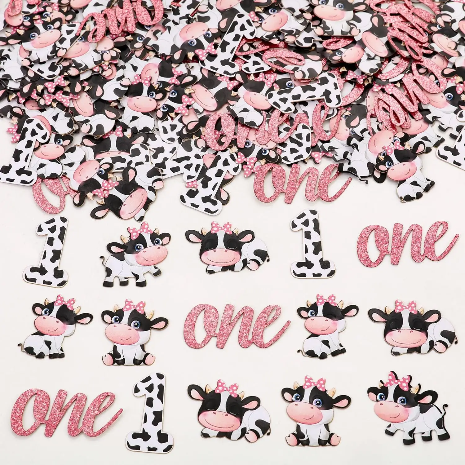 Farm Cow 1st Birthday Confetti Holy Cow I’m One Glitter Bday Table Decor Farm Animals Cow Print Table Scatter Party Supplies