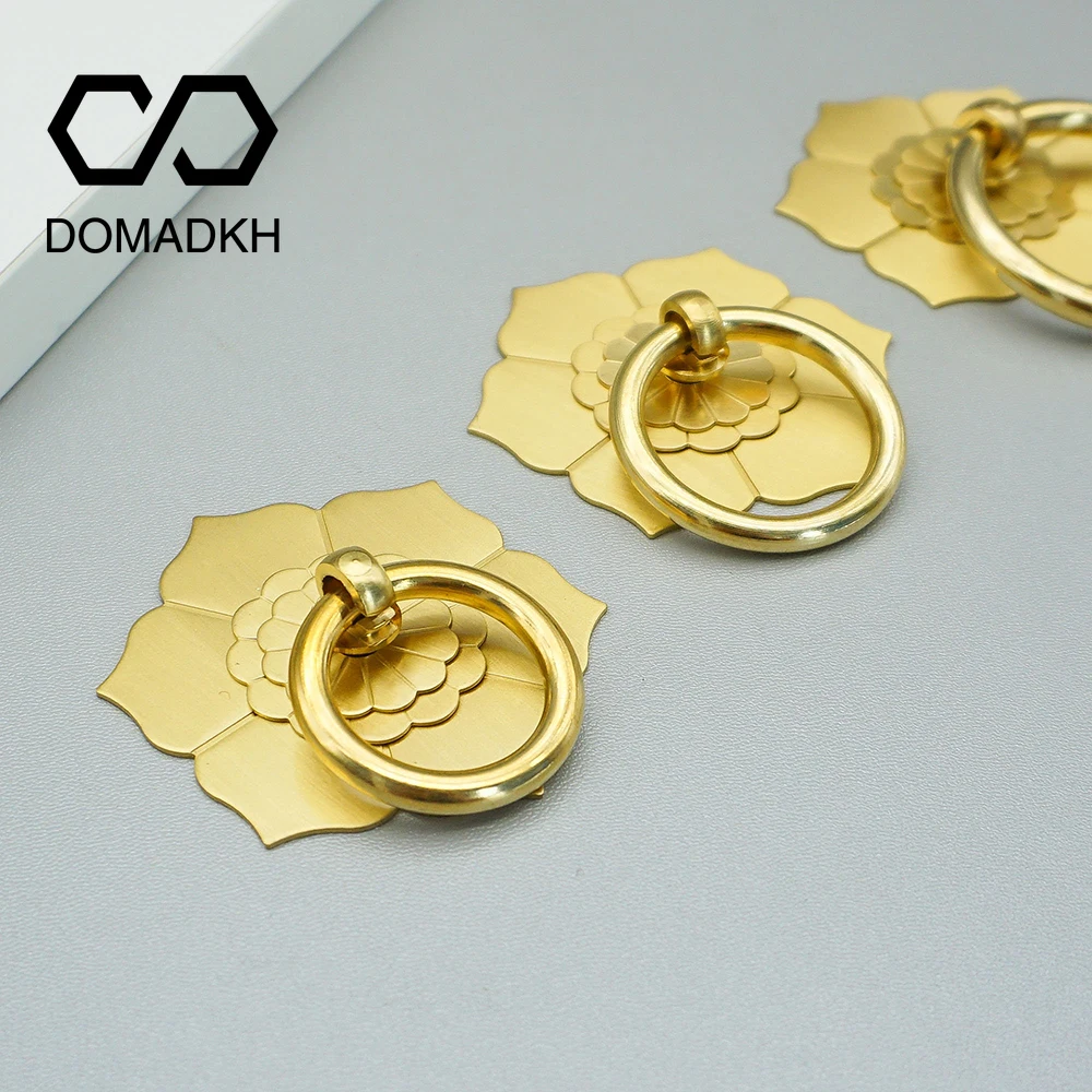 

Hanger Ring Floral Brass Cabinet Door Knobs Backsplash Drop Ring Unique Pulls Drawer Handles Home Decor Dresser Knobs Hardware