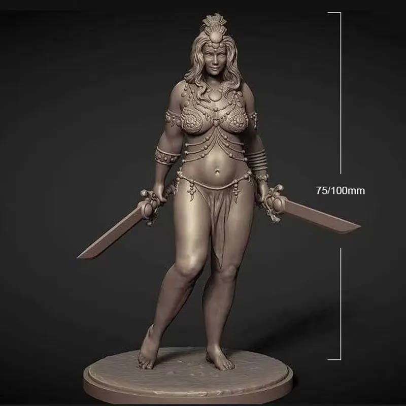 

1/24 75mm 1/18 100mm Resin Model Kits The Female Swordsmanl Warrior Figurine Unpainted No Color RW-882