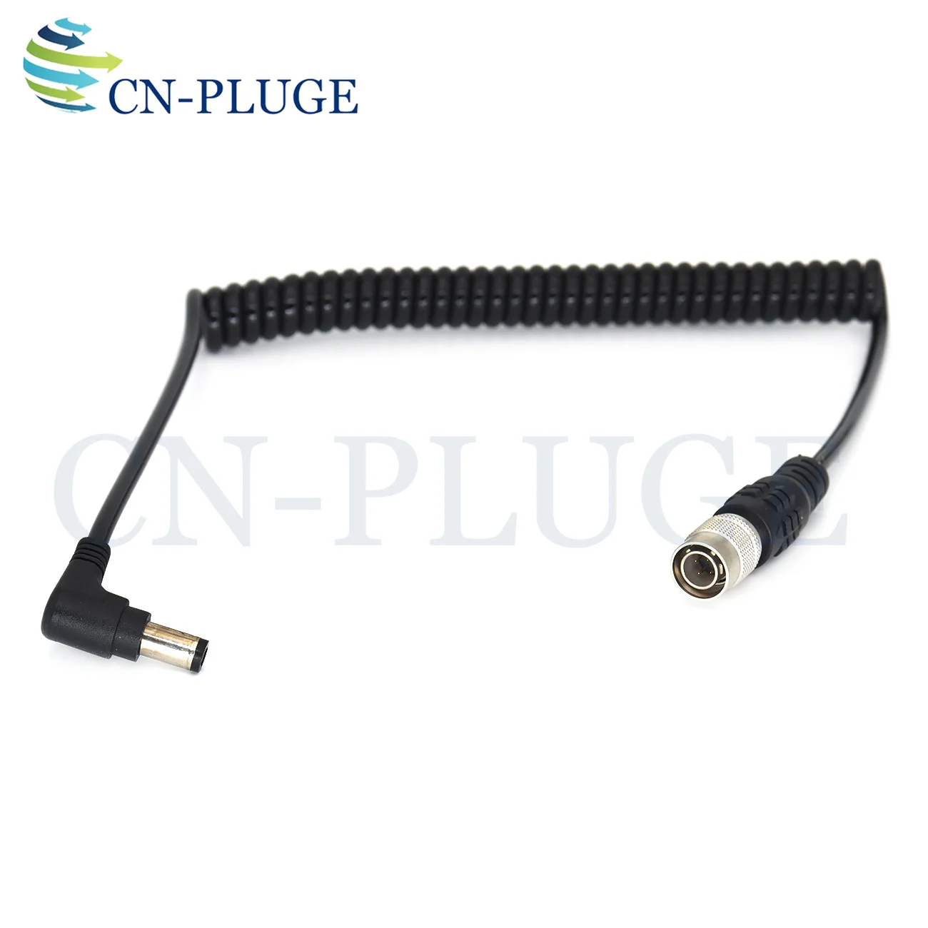 Hirose 4 Pin Male to DC 2.5mm Right Angle Coiled Power Cable for Sound Devices 633|644|688 Zoom F8 Blackmagic Cinema Camera 4K