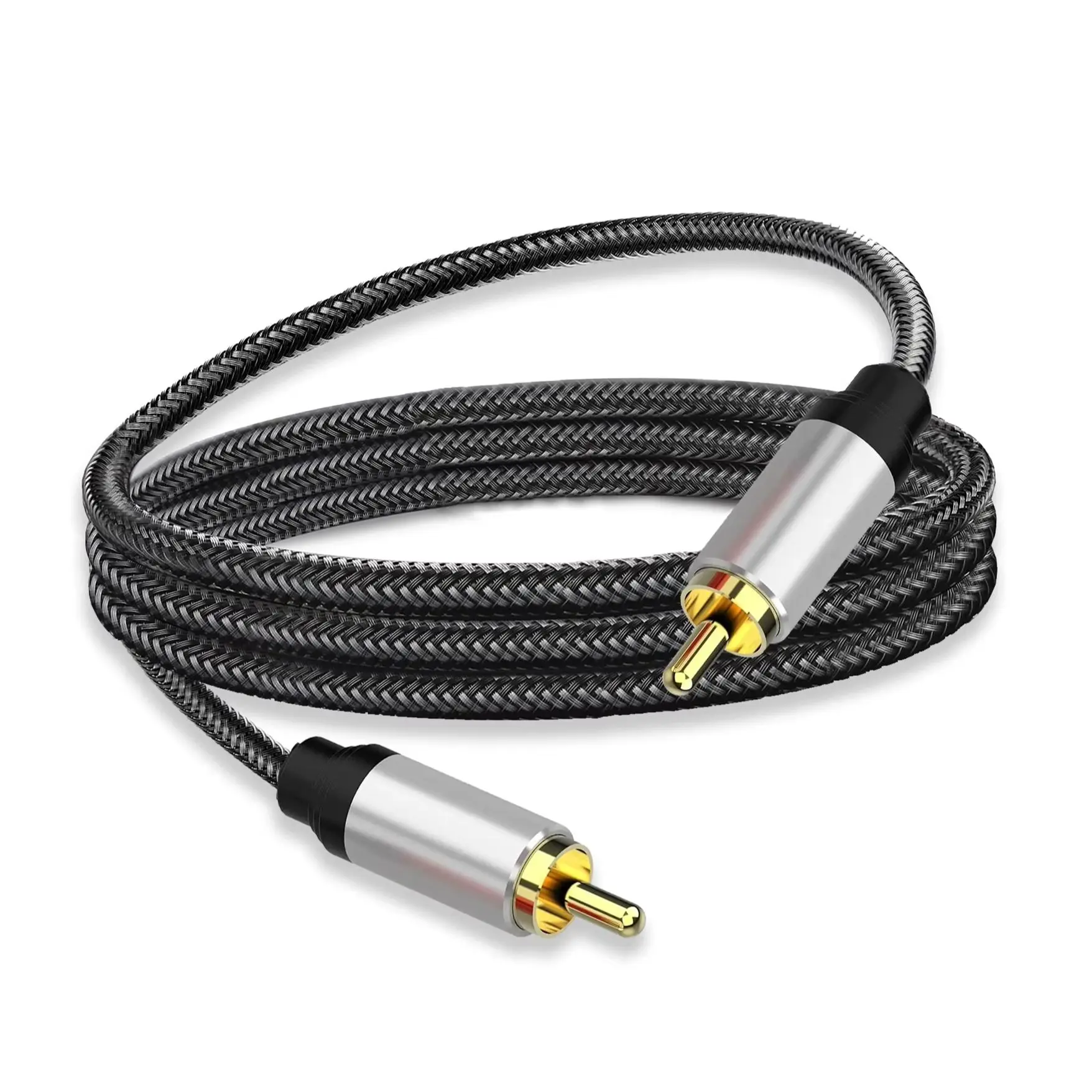 RCA Male to Male Coaxial Cable Nylon Braided Tear-Resistant Hi-Fi Audio Cable for Speaker/Amplifier/CD Player 0.5m-2m Optional