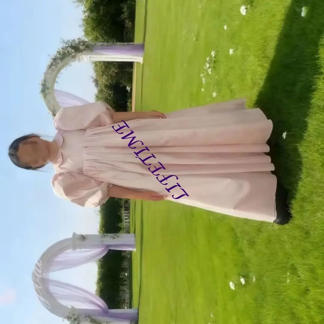 カスタマイズされたピンクフラワーガールドレス結婚式用サテンハイウエスト2026子供の誕生日ブライドメイドパーティーファーストコミュニオンボールガウン