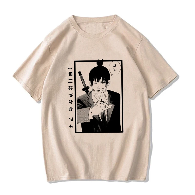 Camiseta Unisex de Anime japonés de la UE para hombre, camisa de Pochita de dibujos animados, camisetas gráficas de Makima Harajuku, ropa, Tops de