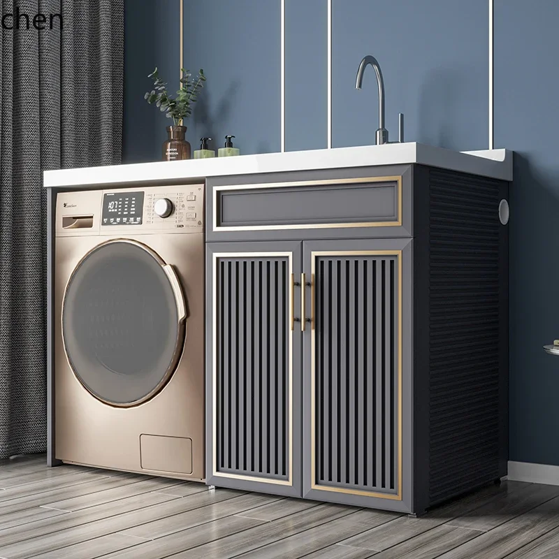 balcony laundry cabinet washing machine significant other integrated cabinet combination basin with rubbing board
