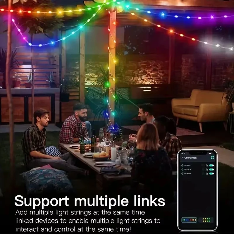 RGBIC USB LED String Lights DIY Outdoor Christmas Tree Decor Fairy Lights 8 Modes Bluetooth APP For Wedding Holiday Lighting