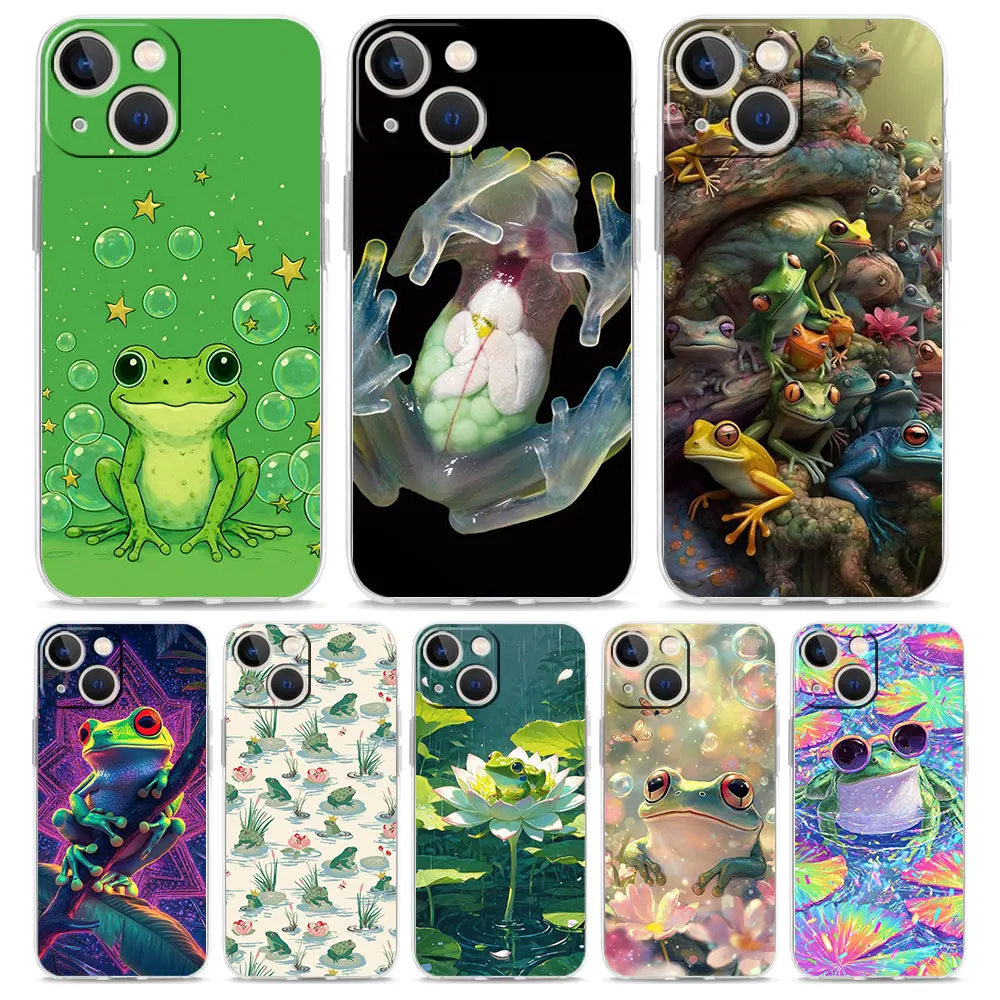 Coque de téléphone transparente en TPU souple pour iPhone 17 16 15 14 13 12 11 Pro Max 17 Air 7 8 Plus, motif grenouille réaliste
