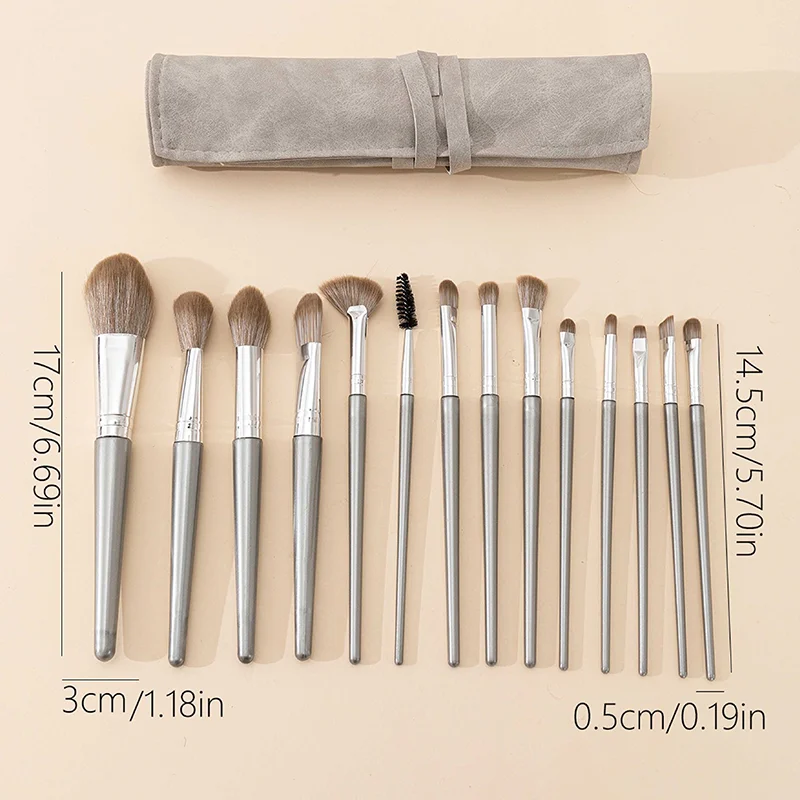 Ensemble de pinceaux de maquillage à poils souples, 14 pièces, avec pinceaux pour poudre, Blush et fond de teint, Kit d'outils cosmétiques professionnels pour débutants