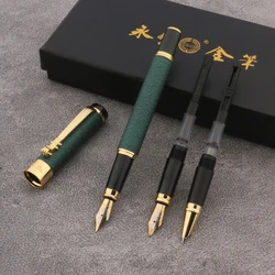1pc/3pc Metal Fountain Pen Set Box Ink Pens Frosted Green Converter Filler Business Office School Supplies Golden Pen