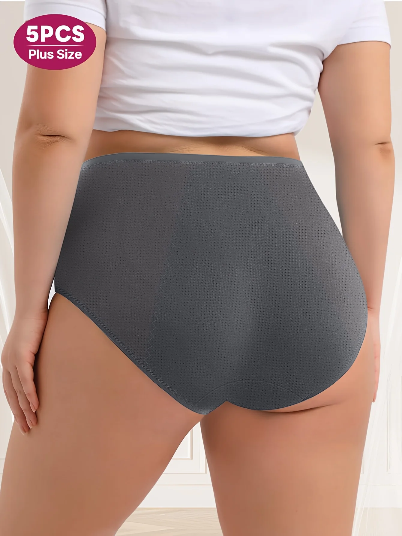 5-Pack of Large Size Underwear, Fat Underwear, Women's Menstrual Underwear, Briefs, Menstrual Period Leak-Proof, Breathable Mesh