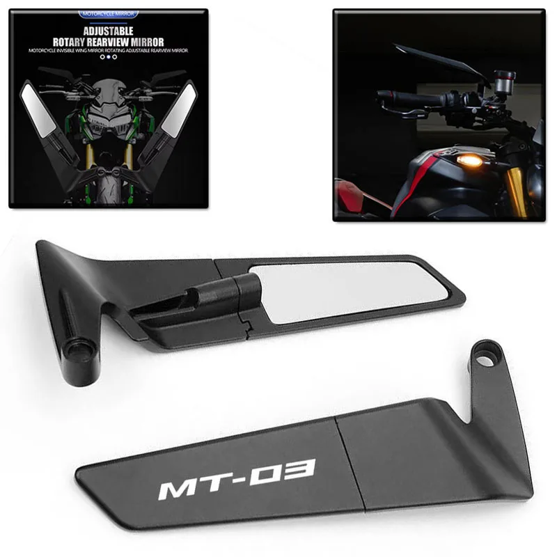 

For YAMAHA MT03 MT 03 MT-03 Motorcycle Accessories CNC aluminum Mirror Stealth Winglets Rearview Mirrors