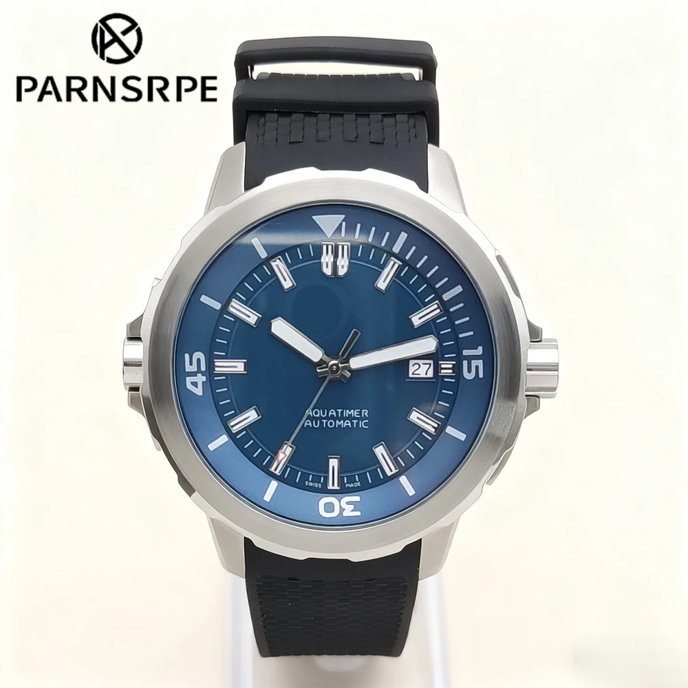 حار بيع السيراميك الحافة 47 مللي متر مقاومة للماء NH35 التلقائي الميكانيكية رجالي الغوص ساعة سيليكون المطاط #1