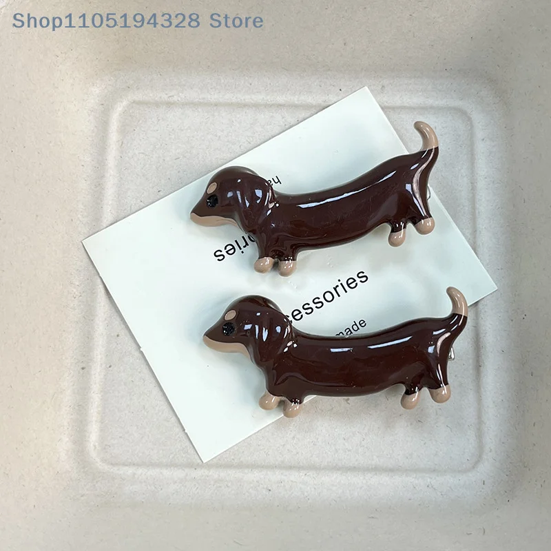 【DG】Presilha de cabelo de desenho animado, formato de cachorro fofo, presilha para franja lateral, ferramentas de maquiagem para mulheres, acessórios 