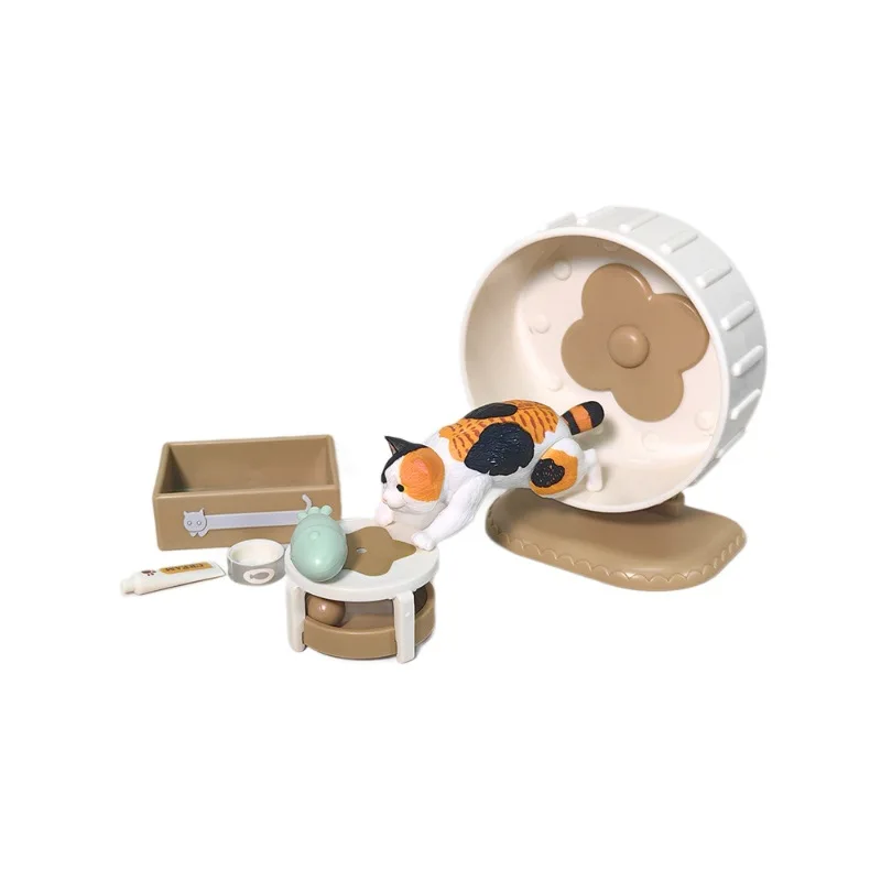 Dollhouse Accessories Cute Mini Pet Kitten Climbing Frame Creative Funny Tease Cat Meow Scene Ornament Model Kids Play House Toy