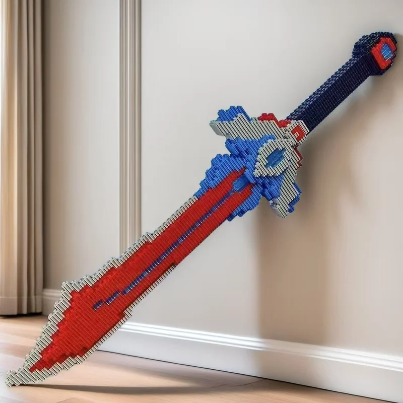Set di blocchi di costruzione fai-da-te con spada magica, coltello da cartone animato ad alta difficoltà, forniture per feste, regalo di festa a sorpresa creativa