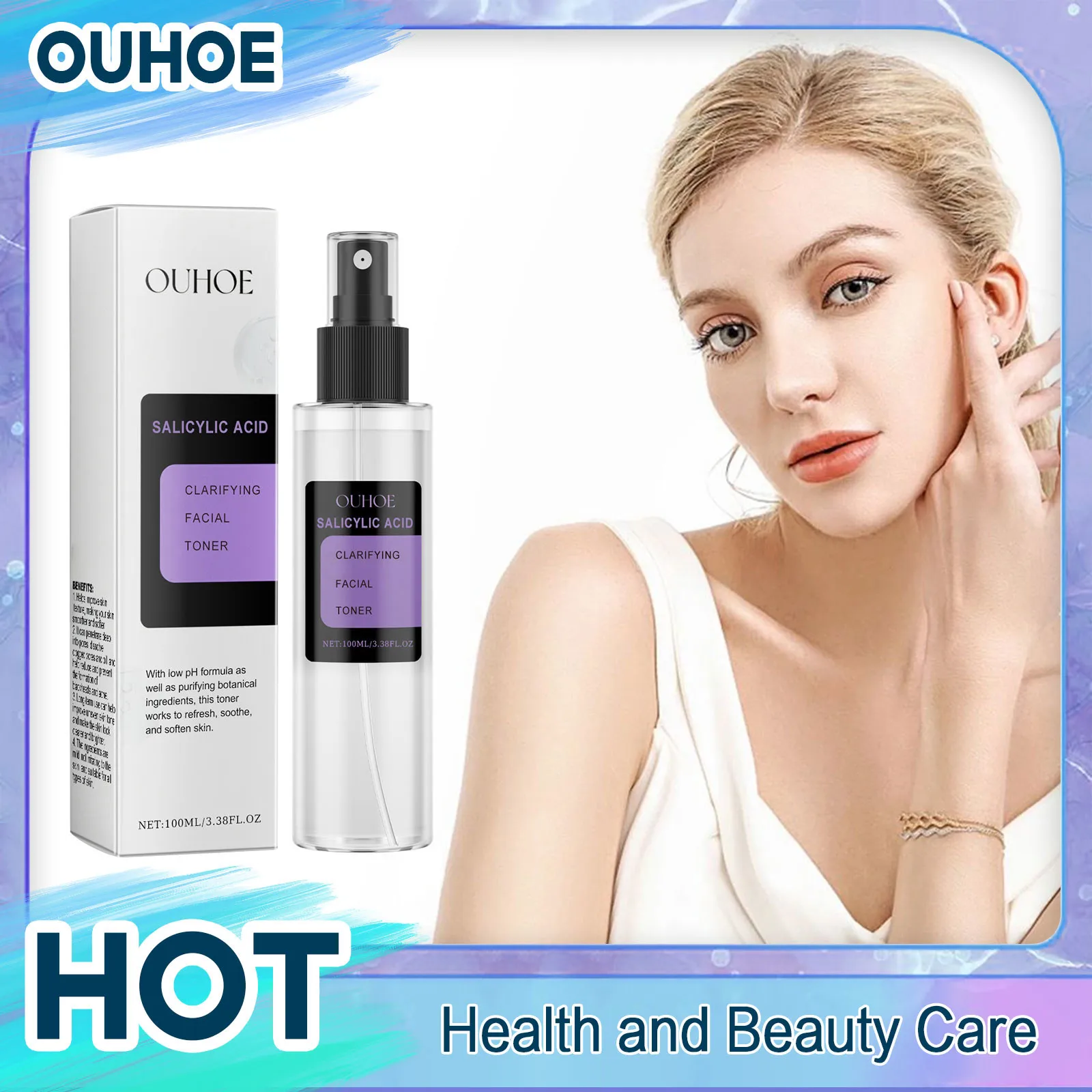 تونر الوجه مع حمض الساليسيليك تقليص المسام المكرر السيطرة على النفط اشراق ترطيب السلس إصلاح مغذي العناية بالبشرة Pr #1