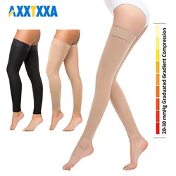 1 Pair Compression Stockings For Women - Thigh-Hi Leg Sleeve With Grip Top Firm Graduated Support 20-30mmHg