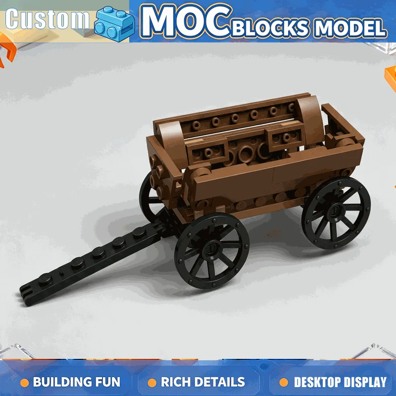 46Parts Vintage Western Wagon Building Blocks Classic Horse Drawn Cart Vehicle Model DIY Assembly Toy Creative Collection Gift