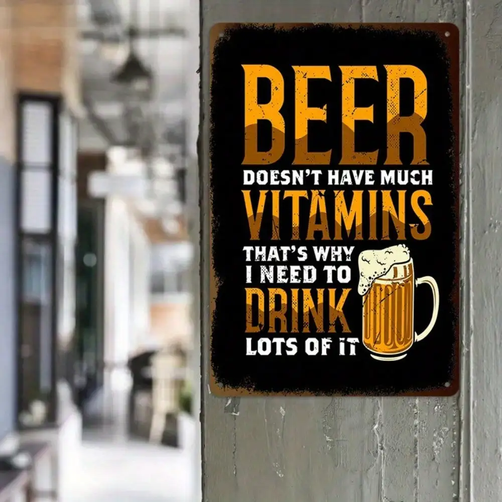 

1PC Tin Sign Beer Vitamins Quote - Vintage Bar/Home Decor, 8x12 Inches/20x30 Cm