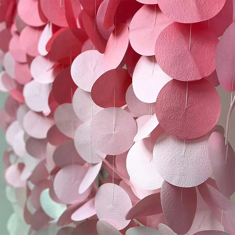 Rose Pink Birthday Party Streamers Decorations Hanging Paper Polka Dots Garlands Bachelorette Wedding Baby Shower Party Supplies