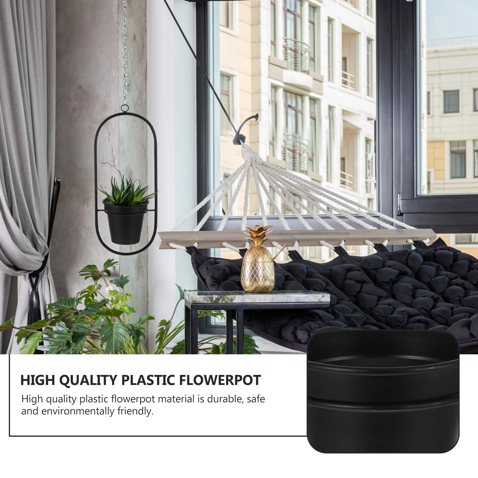 

Iron Hanging Flower Pot with Black Finish Heavy Duty Decorative Plant Hanger for Indoor Outdoor Garden Patio Balcony Ceiling