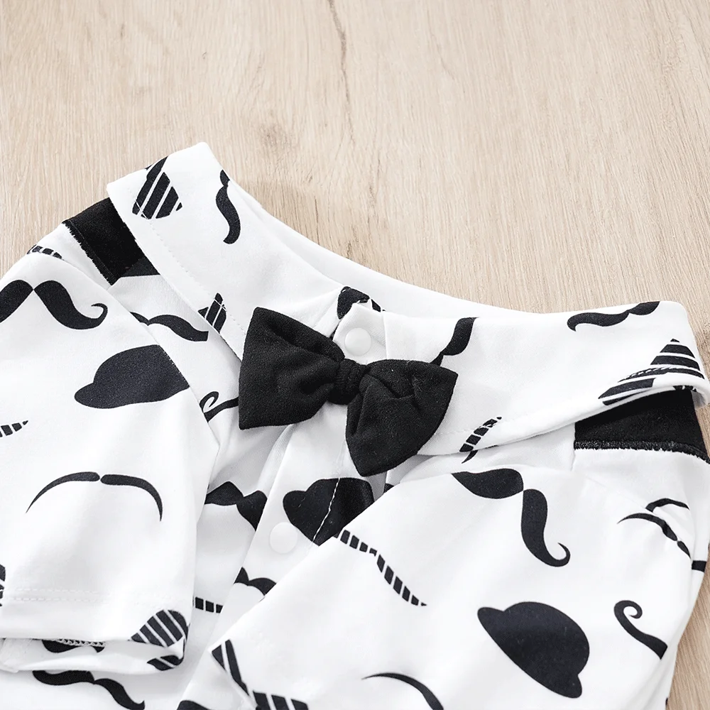 Mustache Pattern Gentleman Style Pet Dog Clothes Wedding Shirts Dog Cat Bow Tie Shirt Apparel Puppy Clothes for Small Medium Pet