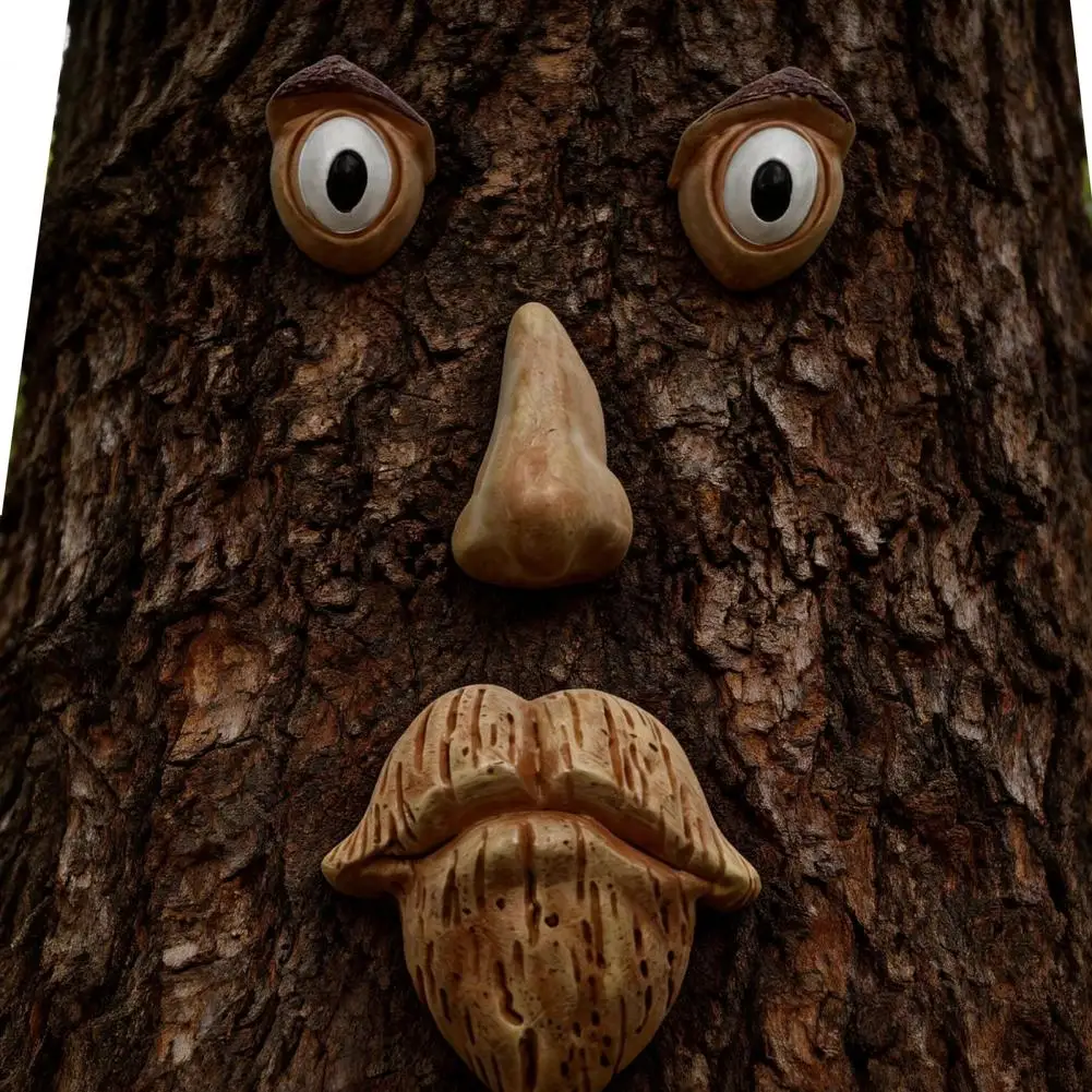 Old Man Tree Hugger Face Outdoor Statues Resin Weather Resistant Garden Decor Funny Yard Art for Tree Stump Bark Decoration