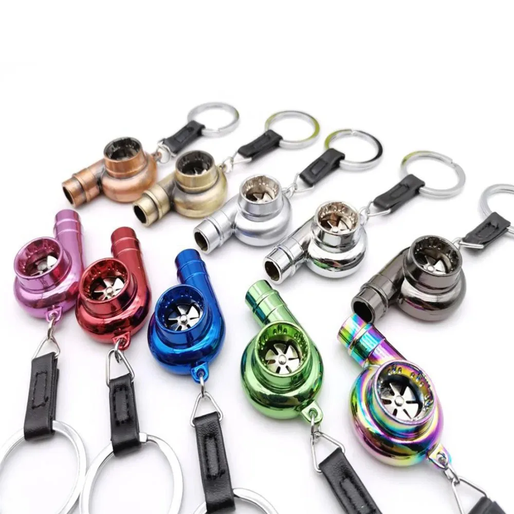 1pc Key Ring Turbocharger Spinning Turbo Car KeyChain Key Holder Ring Keyfob Accessories Universal