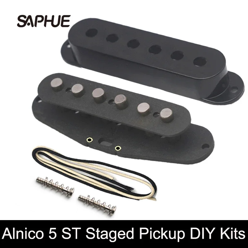 Electric Pickup Kits, ST Staged Top, Single Coil, Alnico V Pickup, Black Fiber Bobbin, Alnico V Pole Piece, Cable Pickup Kits