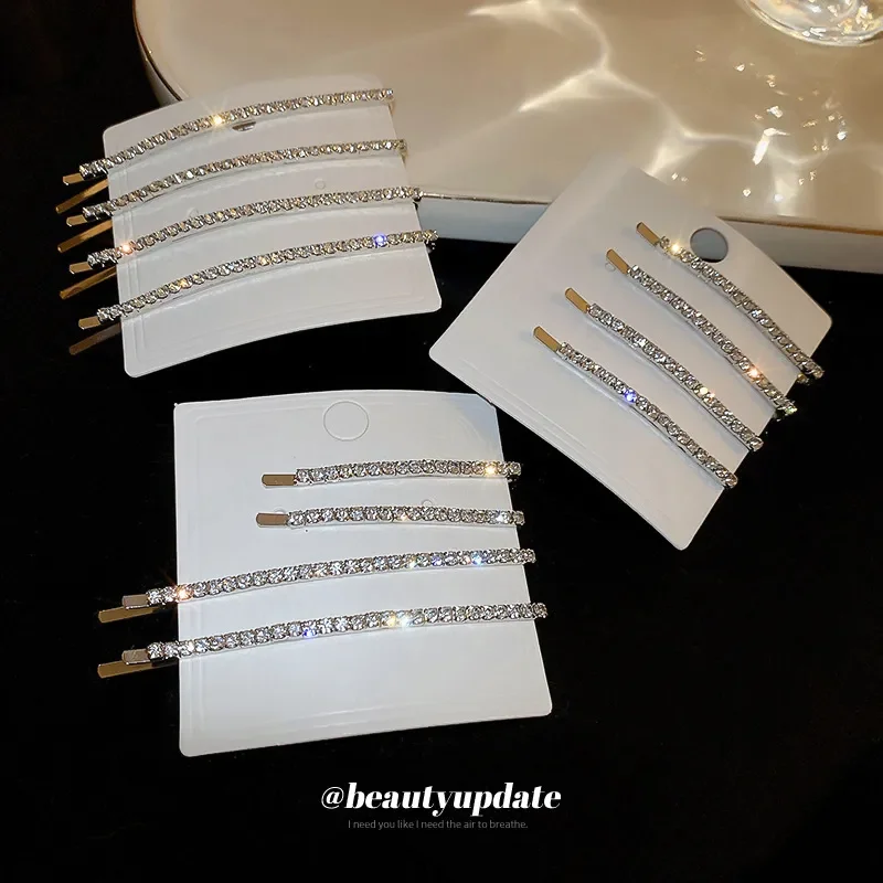 2026 Super Flash Diamond-Encrusted Side Bangs Hairpin Korean Versatile Four-Piece One-Word Clip Internet Celebrity Hair view 2