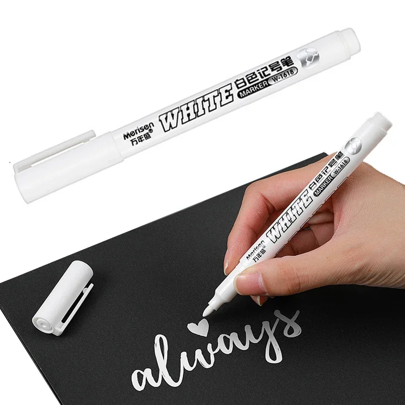 White Waterproof Marker Pen Alcohol Paint Oily Tire Painting Graffiti Pens Permanent Gel Pen for Fabric Wood Leather Marker 1pcs