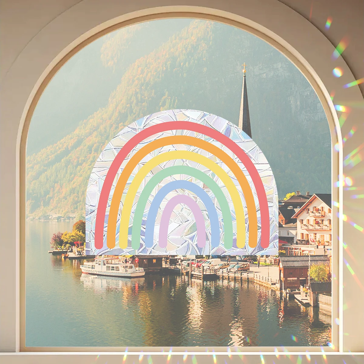 Cartoon Laser Prism Holding Star Sunlight Sun Catch Windows Stickers Children Room Decor for The Living Room Decoration Bedroom