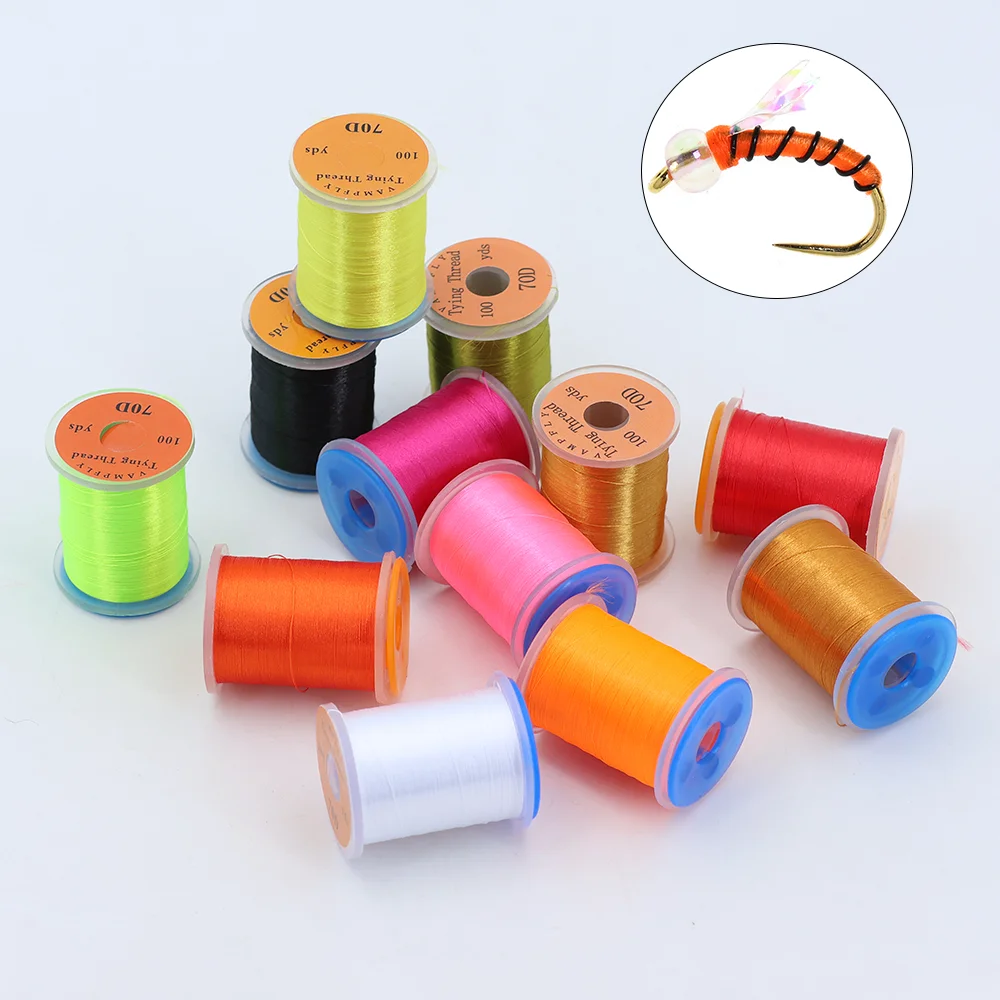 

12pcs 100yards 70D Fly Tying Thread Zebra Midge Nymph Small Dry Fly Tying Material knitting Trout Perch Grayling Fishing Lure