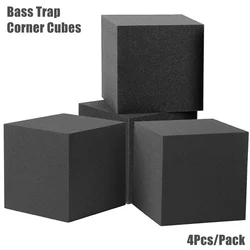 4Pcs/Pack 20x20x20cm Bass Traps Corner Block Cubes Acoustic Foam Soundproof Foam Panel Sound Absorption Studio Corner Foam