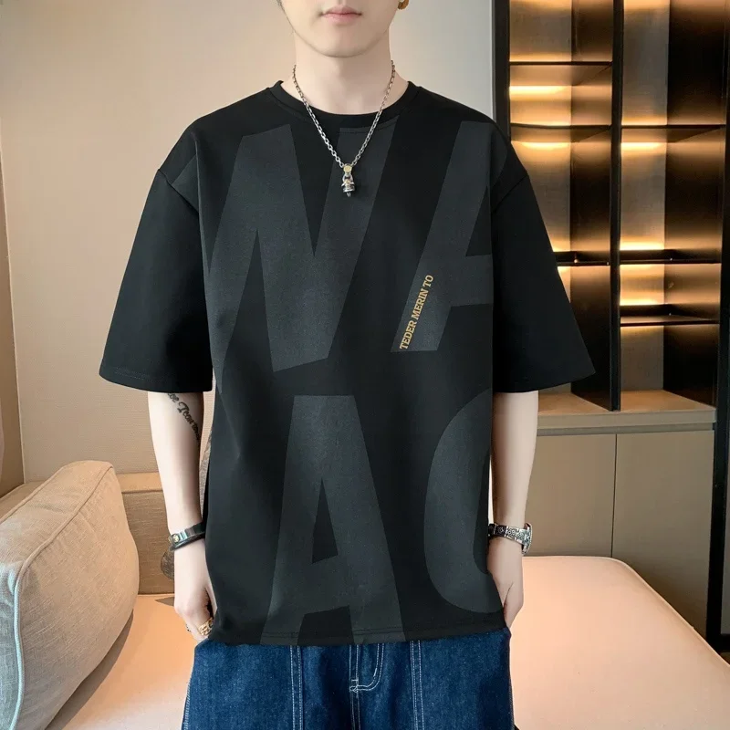 メンズ夏の Tシャツビッグサイズ 45-130 キロルーズフィットシャツ若者のファッション通気性トップス 8XL カジュアル半袖トップス男性服