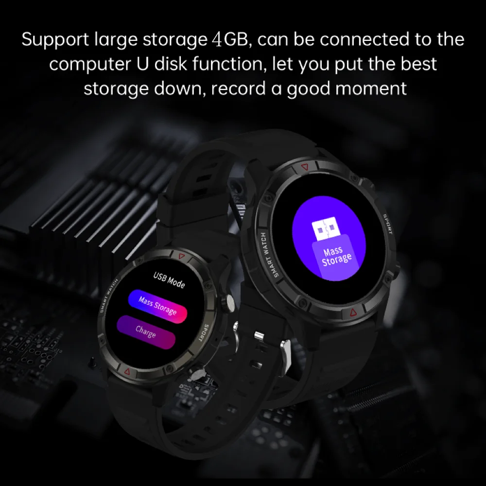 New 1.6" Music Smart Watch 4G Memory Men Blue Tooth Call Full Touch Screen Waterproof Sport Fitness Heartrate Fashion Smartwatch