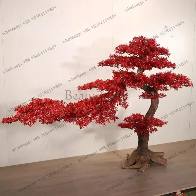 Simulated red maple red pine tree welcome pine fake tree landing landscaping ornament bonsai   large-scale customization