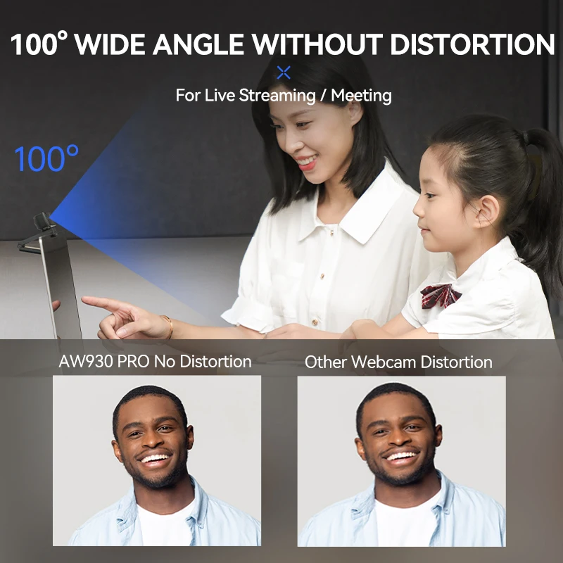 AUSDOM-cámara web AW930 PRO Autofocus HDR 2K, Webcam tipo C de gran angular de 100 ° con doble Cancelación de ruido, micrófonos para reunión/transmisión en vivo/OBS