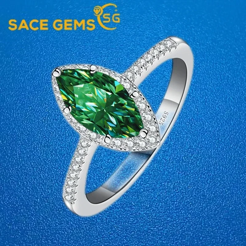 

SACE GEMS GRA Certified 1CT Moissanite Ring VVS1 Lab Diamond Solitaire Ring for Women Engagement Promise Wedding Band Jewelry