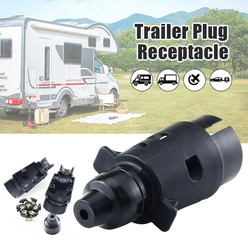 European 12V 7core RV Trailer Connector Plug Socket Towbar Towing Waterproof Plug Socket Adapter Protect Connections Accessories