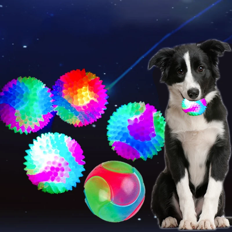 1/2/3/5pcs Dogs toys Luminous rubber ball Dog Training Elastic Ball TPR Tri Color Glow Throw Ball