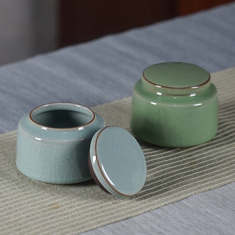 Celadon Candy Jar with Lid Portable Mini Tea Jar Airtight Container Home Nut Coffee Bean Jewelry Storage Box Home Decoration New