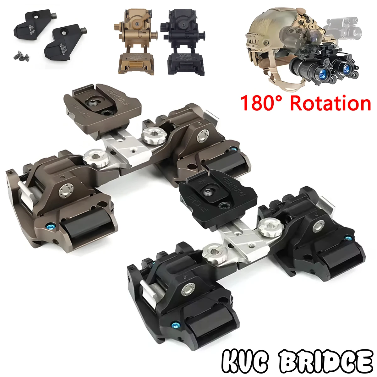 

KVC Bridge RQE Universal Dual Bridges Stent NVG Mount Night-vision Goggles for PVS-14 MUM DVO MINI-NSEAS L4G24 Helmet Bracket