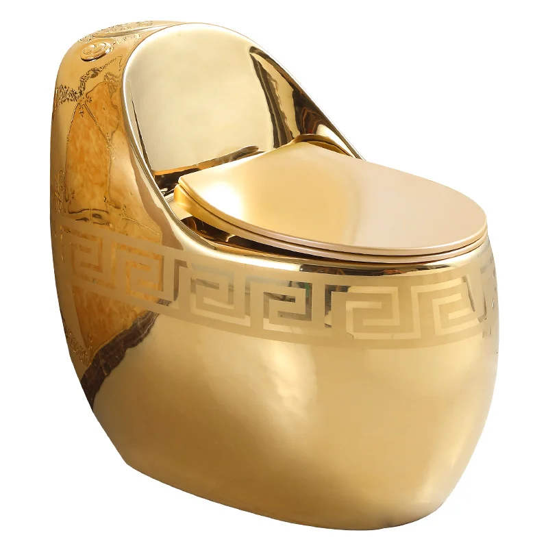 

Household flush toilet Siphon water-saving toilet Personalized creative golden egg-shaped toilet